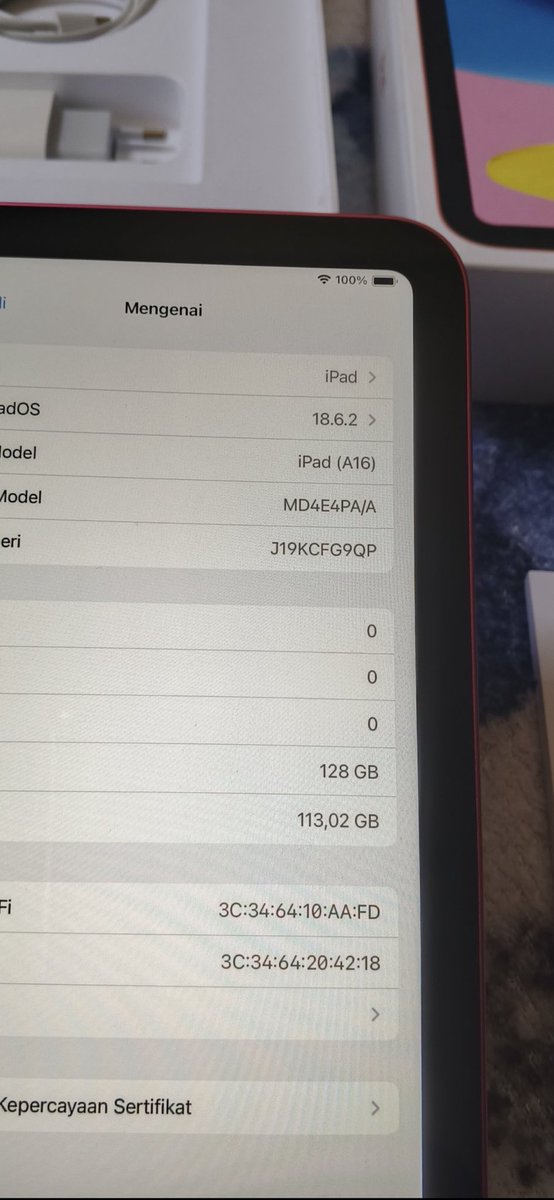 floweryaiaa's tweet photo. 🌸 WTS iPad Gen 11 Pink 128GB 🌸

Dijual iPad Gen 11 warna Pink kapasitas 128GB.

✨ Kondisi:
• Full set (dus, charger, kabel lengkap)
• No minus, mulus seperti baru
• Normal 100%, semua fungsi aman
• Jarang dipakai
• iCloud clear &amp; siap pakai https://t.co/RLxYV49ToW