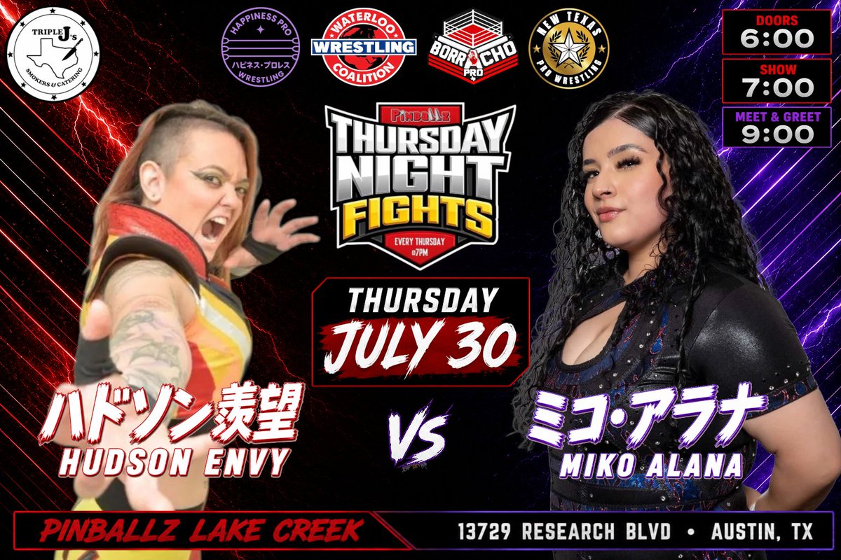 HappinessProW's tweet photo. We're so happy it's show day! Check out this great lineup of matches!!! (main event in the comments)

@waterloowresco @BorrachoProATX @NewTexasPW   

Limited Tickets still available
https://t.co/ijX3G2NCxJ https://t.co/OLGnRFPrDu