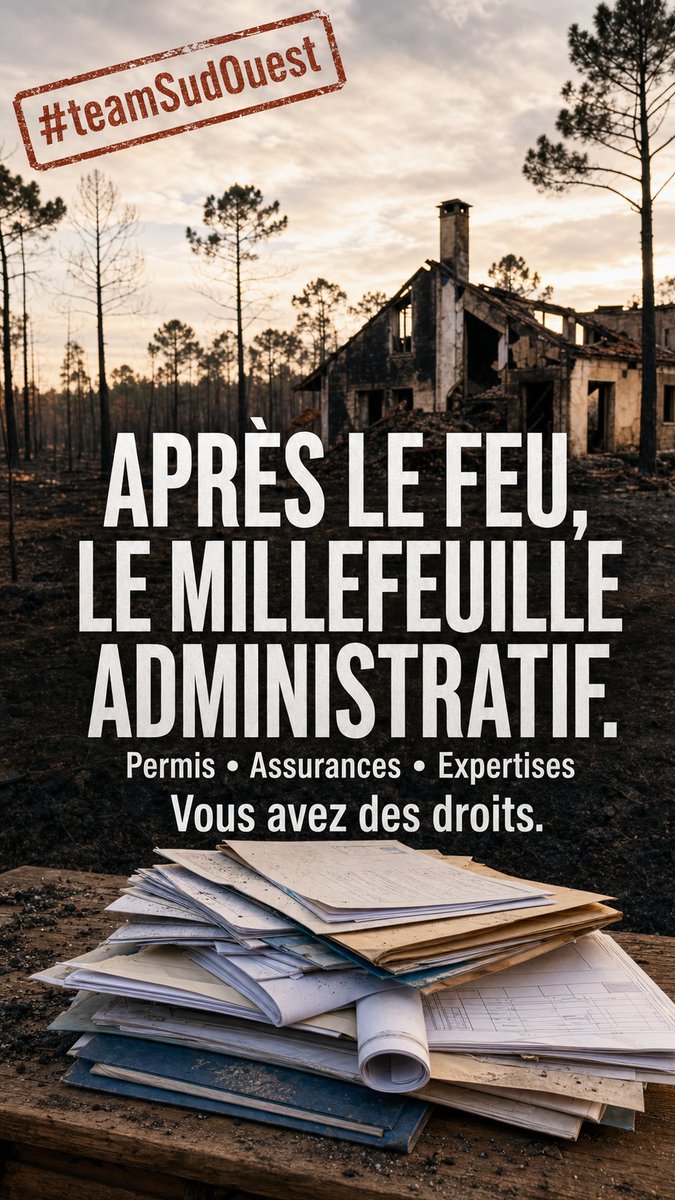 BycelineCom's tweet photo. VOTRE MAISON A BRÛLÉ.
ET APRES? IL FAUDRA AUSSI AFFRONTER L’ADMINISTRATION...Mairie, urbanisme, assurances En tant que Landaise, solidaire et Team Sud-Ouest, je veux mettre bénévolement mes compétences en IA au service de l’après-incendie.
#Incendies #Landes #Solidarité https://t.co/1OKR1xc39c
