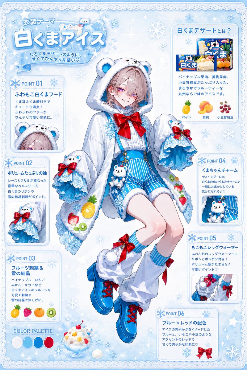 Salty3034C_on's tweet photo. ⬇️衣装プロンプト配布⬇️
「🐻‍❄️×🐻‍❄️🍨風ロリータパーカー」

⚠️LoRaによって服の雰囲気が変わったり、フルーツモチーフの量が変わります。

👇🏻プロンプト2枚目です
 #シオンさんの性癖詰め込んだ服 https://t.co/v3uxOgfBw2