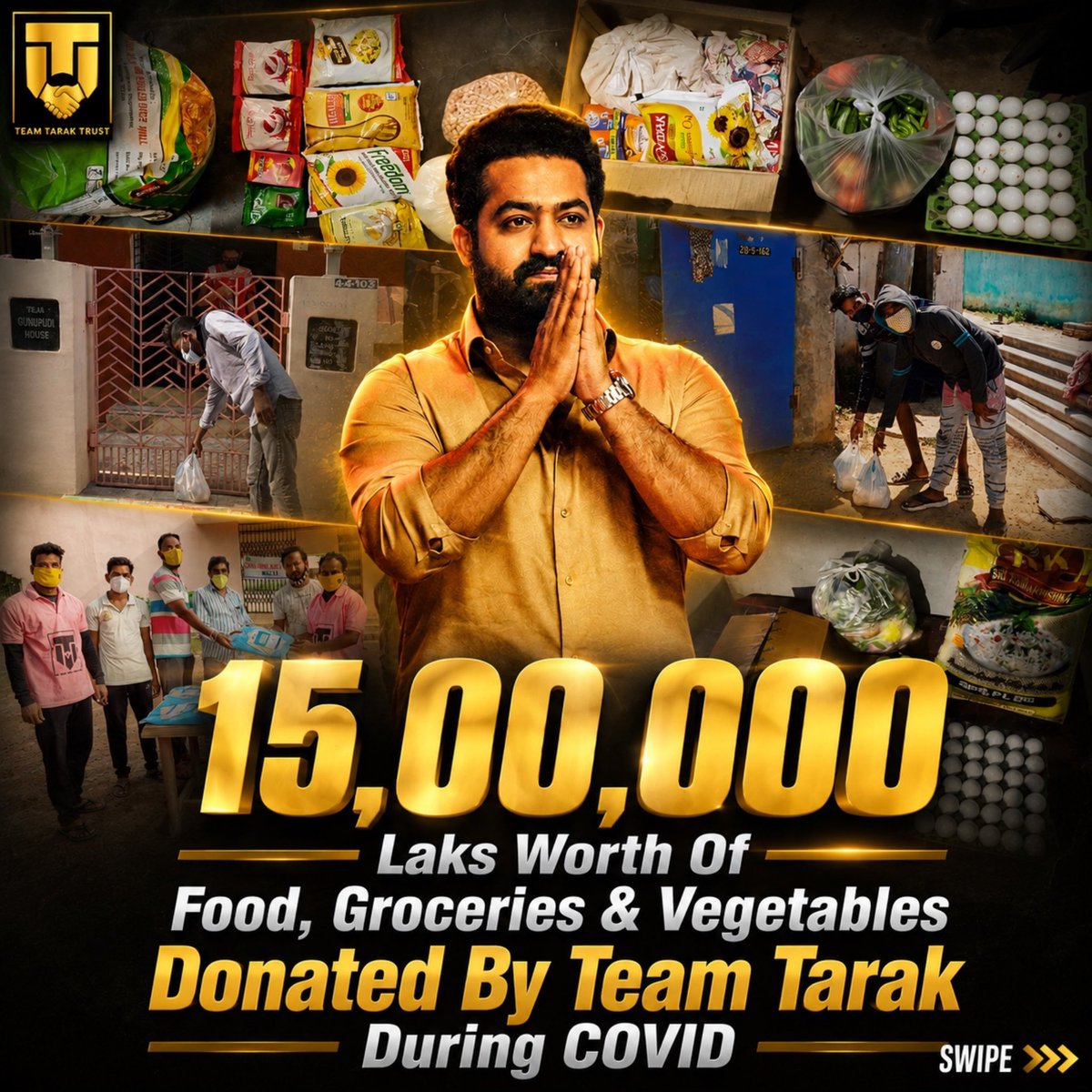 TeamTarakTrust's tweet photo. Journey of Team Tarak Trust Since 2019

397 Charity Events at Orphanages, Old Age Homes & for the Needy Since 2019.

914 Days of Food Donation Through Donate A Meal With Team Tarak Trust Since February 19, 2020.

₹15,00,000 Worth of Food, Groceries & Vegetables Donated by Team Tarak Trust During COVID. (1/3)