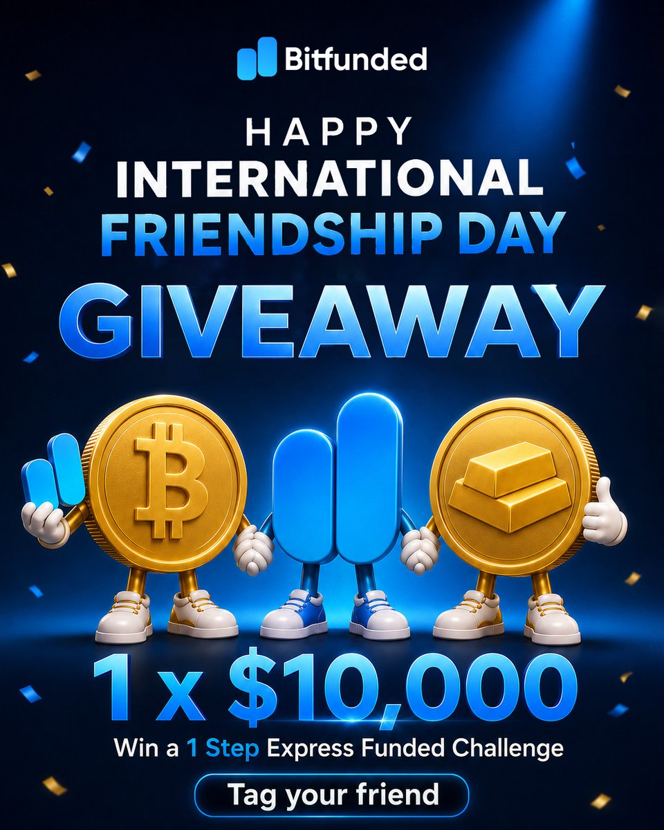 bitfunded's tweet photo. 🤝HAPPY INTERNATIONA FRIENDSHIP DAY! 🎉

Celebrate International Friendship Day with Bitfunded! 💙

One tag could lead to a $10,000 1-Step Express Funded Challenge! 🚀

Here's how to enter:
👥 Tag a friend in the comments

🍀 One lucky winner will be selected randomly.

Friends who trade together, win together! 💙

Tag your trading buddy and let the challenge begin! 👇

#InternationalFriendshipDay #TagAFriend #Giveaway #Bitfunded #PropFirm
