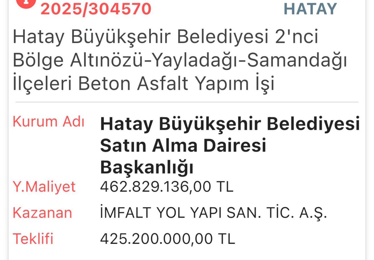 ankara_kusu's tweet photo. Defne Belediye Başkanı, 1.599.000.000 TL’lik yol yapım asfalt ihalesini en düşük teklif vermemek için ihaleyi iptal ettirmiş.

Başkana soruyorum; bu ihaleyi neden iptal ettiniz? İhaleyi vermek istediğiniz şirket aşağıdaki şirket mi? 😁
@avhalilozgunn https://t.co/3z04AweaC1