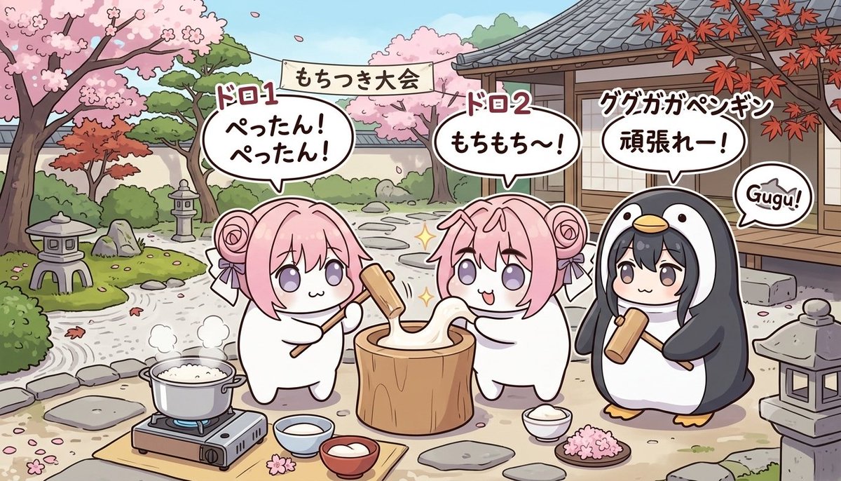 panicbluedoro's tweet photo. 新しくお友達になったググガガペンギンちゃんと
一緒にお餅つきをして美味しく食べるDoroちゃんず。
#doro #gugugaga https://t.co/hOS8M5MGMh