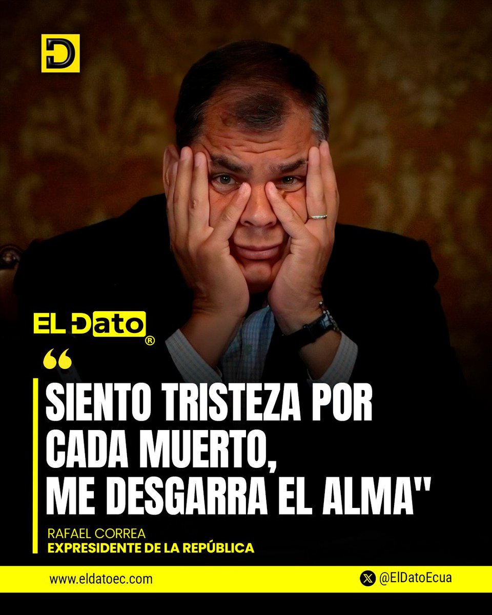 ElDatoEcua's tweet photo. #Urgente "SIENTO TRISTEZA POR CADA MUERTO, ME DESGARRA EL ALMA"

El expresidente de la República, Rafael Correa, expresó su pesar por las víctimas de la violencia y manifestó su preocupación por la situación que atraviesa el país.

"Siento tristeza por cada muerto, me desgarra el alma", afirmó el exmandatario durante sus declaraciones.

Sus palabras se producen en medio del debate nacional sobre la seguridad y las acciones para enfrentar la violencia.

#ElDato #Ecuador #RafaelCorrea #Política