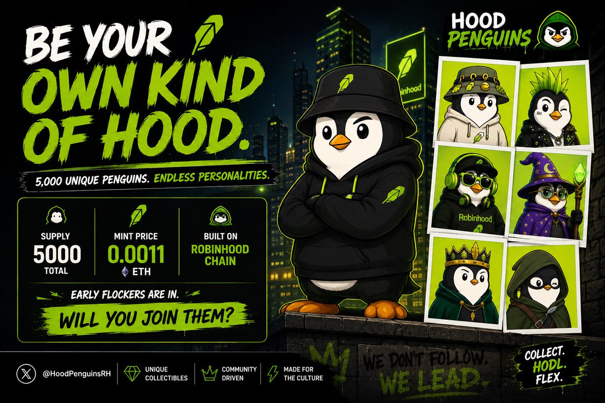 HoodPenguinsRH's tweet photo. Hood Penguins

Mint Now: ||https://t.co/ah0gNw67w8 || https://t.co/J70vtCm3on
