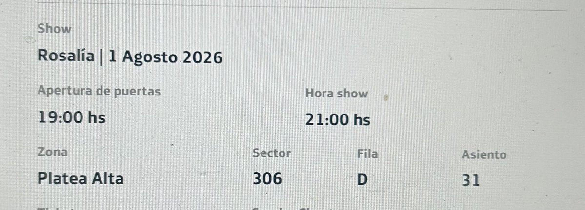 denissebidart's tweet photo. VENDO ENTRADA PARA LA ROSALÍA SÁBADO 1/8 Precio charlable https://t.co/8bQM76yuXb