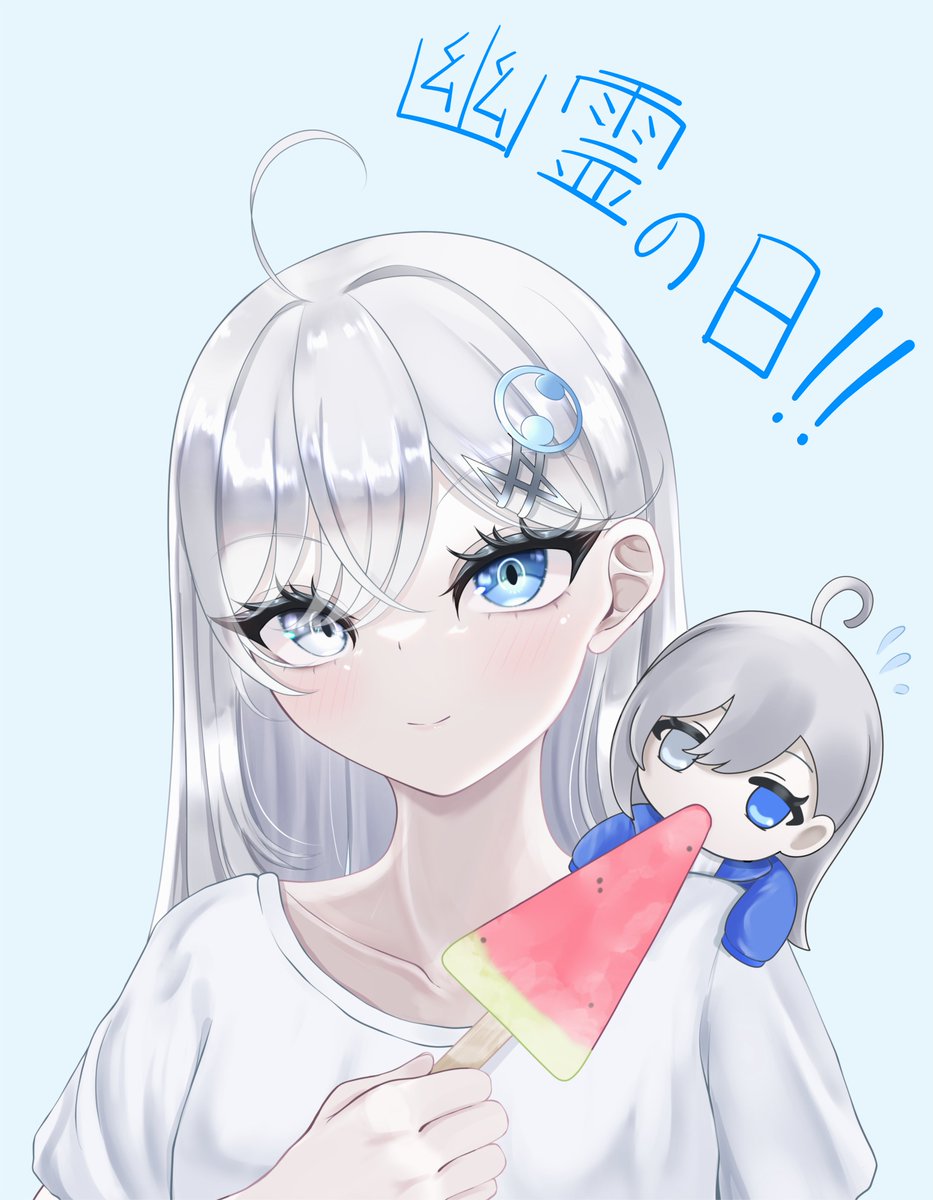 stmcahe's tweet photo. 幽霊の日記念！！（大遅刻）
アイスを食べる幽鬼とゆうきちゃんです

ちょうど幽鬼とゆうきちゃんが一緒��暮らす妄想をしてたのでタイムリーでした

#死亡遊戯　＃死亡遊戯で飯を食う https://t.co/qb5eTBGY1m