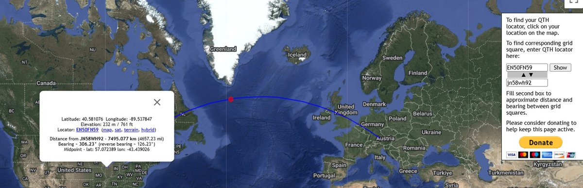 KE9AJ's tweet photo. July 29, AO-7 mode A (2m up/10 m dwn), on our 3rd attempt, completed a cw qso with Lothar, #DJ8EW in Erding, Germany for my longest distance ever on this mode at 7,495 km.  Lothar's Optibeam on 10 meters rx certainly contributed to our success.   @AMSAT @amsatdl https://t.co/foZJfEwHUl