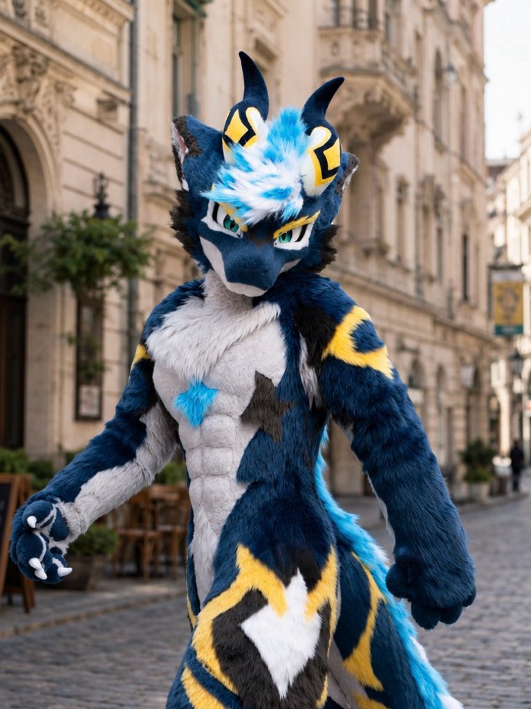 Bruck363's tweet photo. Actually I really love the streets of Europe🇪🇺

#Fursuit #Dragon #Caelux https://t.co/C8GB34lUYT