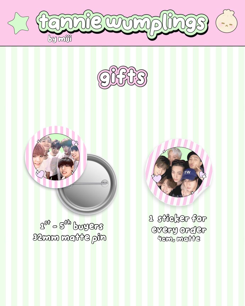 mijiniks's tweet photo. the top five wumplings who will be receiving the exclusive pin are...

@yvnkook 🥟 
@lovetaegiii 🥟
@anddaeng__ 🥟
@minyoonminies 🥟
@outrobois 🥟

congratulations! nabudol kayo! hehe ~ 🩷🎀 https://t.co/hnCbwAS93V