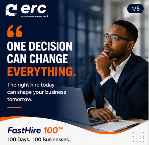 expressconnect's tweet photo. One hiring decision can change everything.

At ERC, we help businesses hire professionally screened, interview-ready candidates in 3–5 working days through #FastHire100.

📞 0812 375 4386 | 0701 188 4814
🌐 https://t.co/hYTXXKKxbb

#Hiring #SMEs https://t.co/hEtJZZ16R7