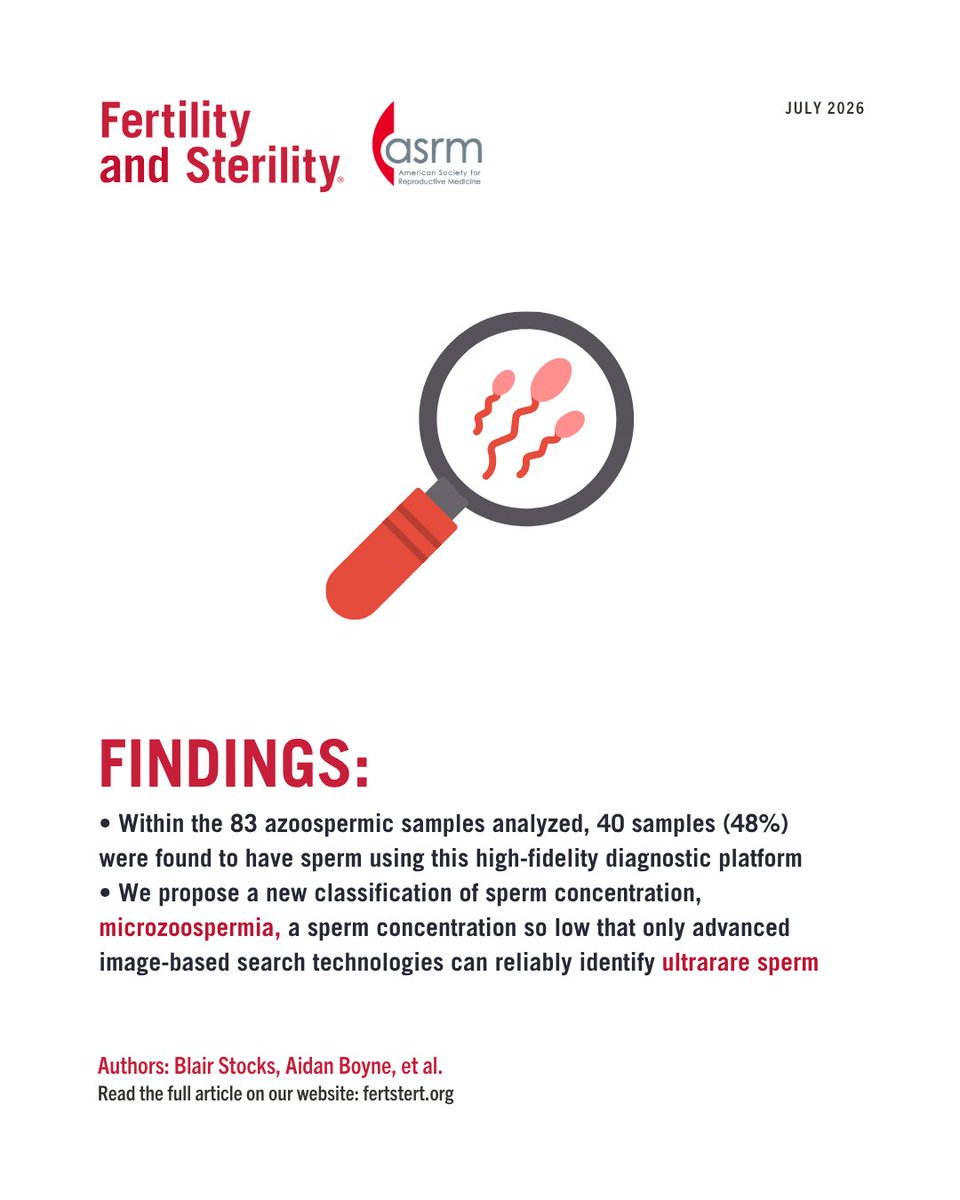 FertStert's tweet photo. High-throughput imaging cytometry paired with artificial intelligence identifies ultrarare sperm in men previously diagnosed with clinical azoospermia

Full text 👇
https://t.co/kAMynLJZEY https://t.co/p1BTOJhDh4