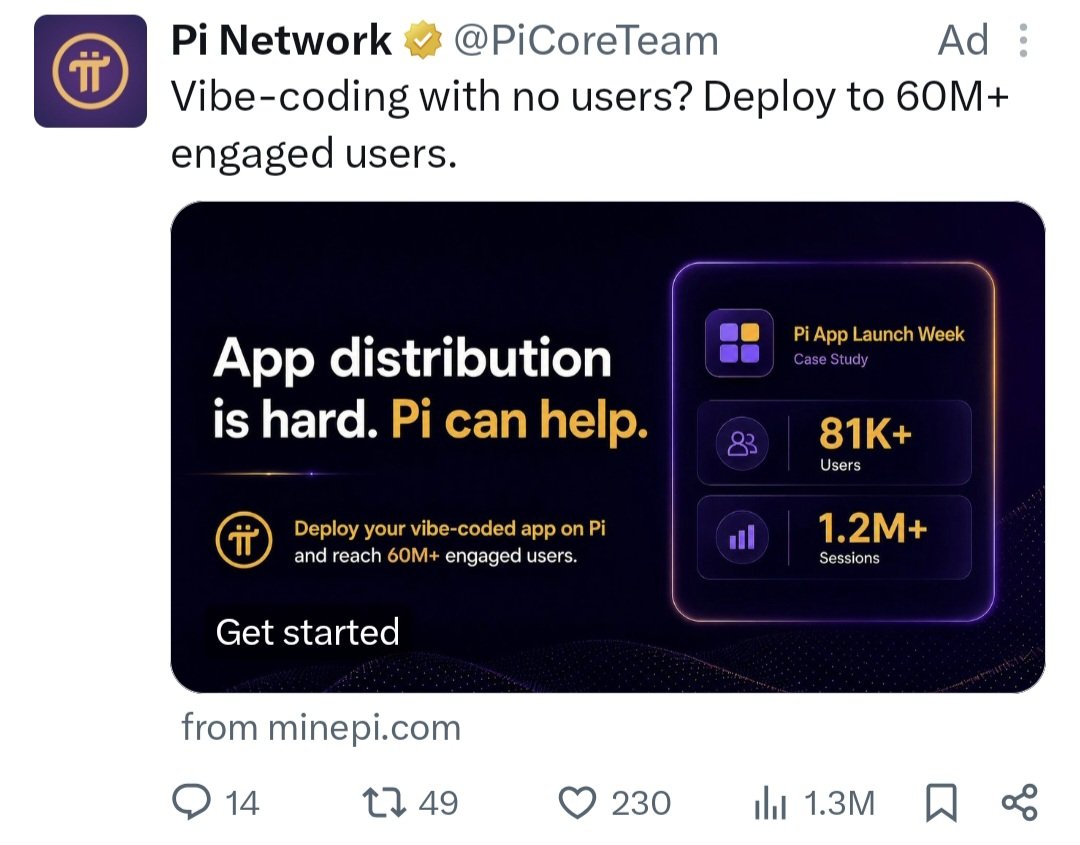 Tadotapi123's tweet photo. Piโs repeated ads seem focused on attracting developers and growing its app ecosystem.
More developers โ more apps โ more utility โ stronger Pi ecosystem. ๐๐
#PiNetwork #PiMainnet #PiApps https://t.co/2cwltnNT3t