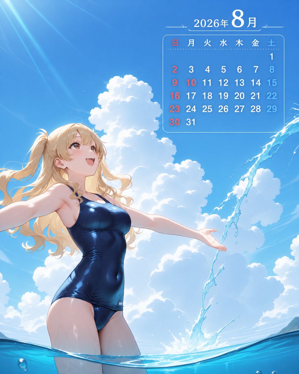okujyoai's tweet photo. おはようございます😊
明日から８月ですので８月のカレンダーをポストします
SFW https://t.co/3Tw7Px1WQN