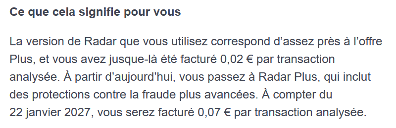 seoformaker's tweet photo. Stripe : la version la plus proche correspond à un passage 0.02 € à 0.07 € soit 0.05 € d'augmentation.

Ok https://t.co/hDOrwnqbab