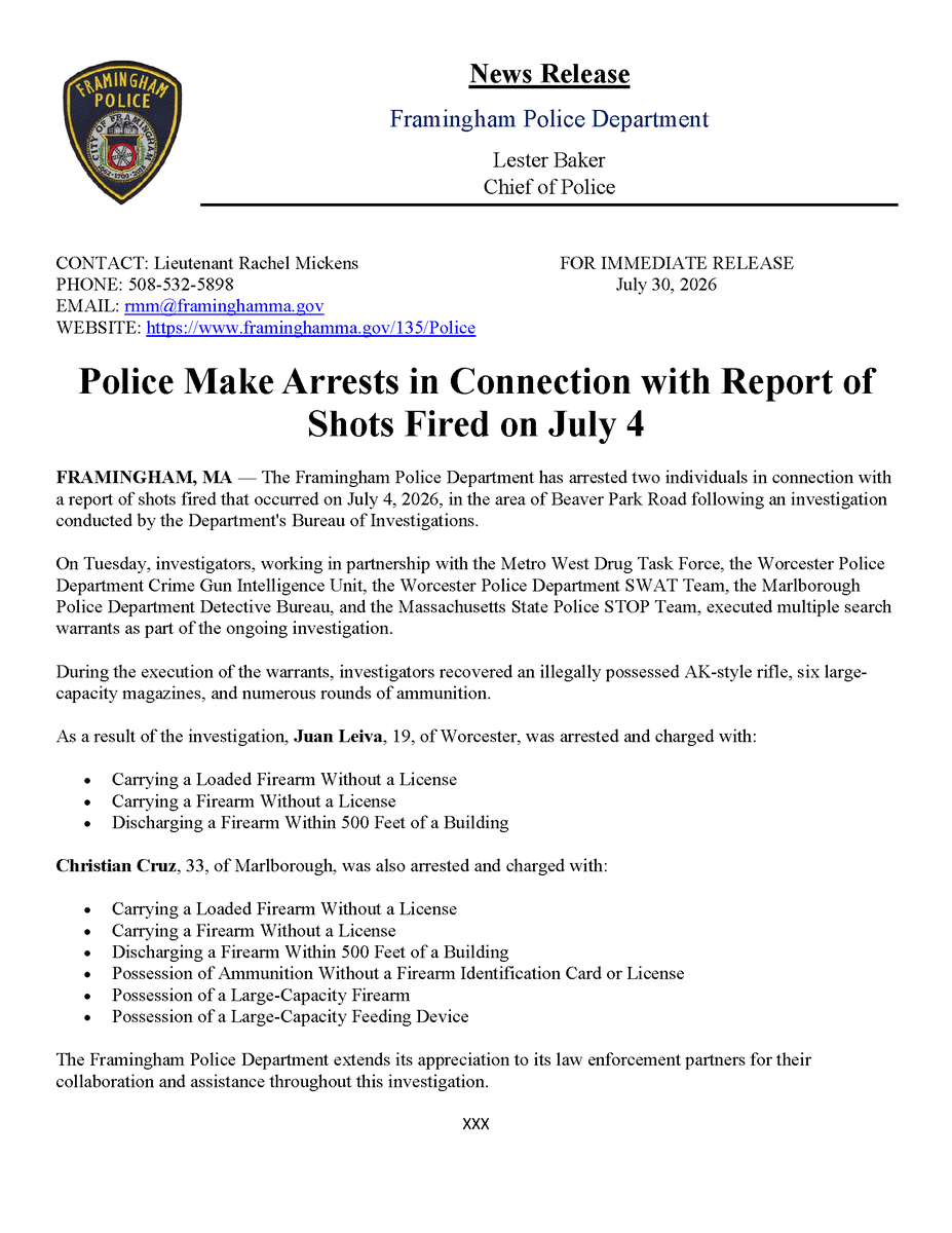 Framingham Police tweet media