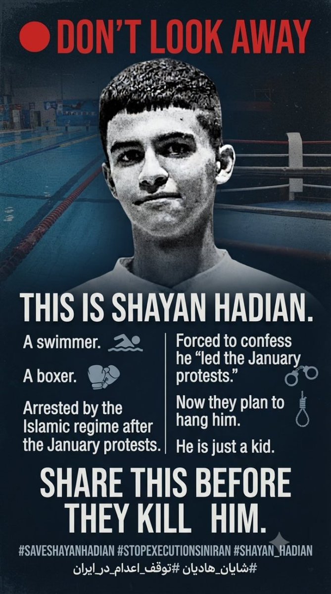 StaryrU's tweet photo. Shayan Hadian is only 17 years old.
He is reportedly being tortured to extract a false confession, and now faces the risk of execution.
A child should never be tortured. A child should never face the death penalty.
#ShayanHadian #StopExecutionsInIran https://t.co/IMIg1WWAu2
