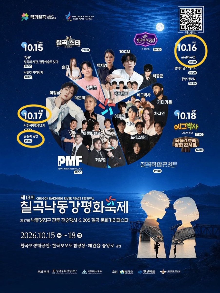 captain_ho5hi's tweet photo. 제13회 칠곡낙동강평화축제
(제17회 낙동강 지구 전투전승행사)

"군 문화 공연" 👀‼️‼️‼️

🗓️ 10월 16일 금요일
⌚️ 오후 12:00
🗓️ 10월 17일 토요일
⌚️ 오후 14:00

📍 칠곡보생태공원/칠곡보오토캠핑장 왜관읍 중앙로 일원 https://t.co/foPNc2iqbn