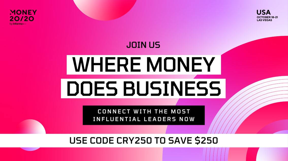 ReporterCrypto's tweet photo. #Money2020USA is where you come to grow your business. Accelerate deals, build partnerships, raise your profile, make breakthroughs, and much more with the most senior industry leaders.

Join now and use code CRY250 to save an extra $250 off your pass!

https://t.co/1GznxhQH9H https://t.co/fI1OTnQU9m