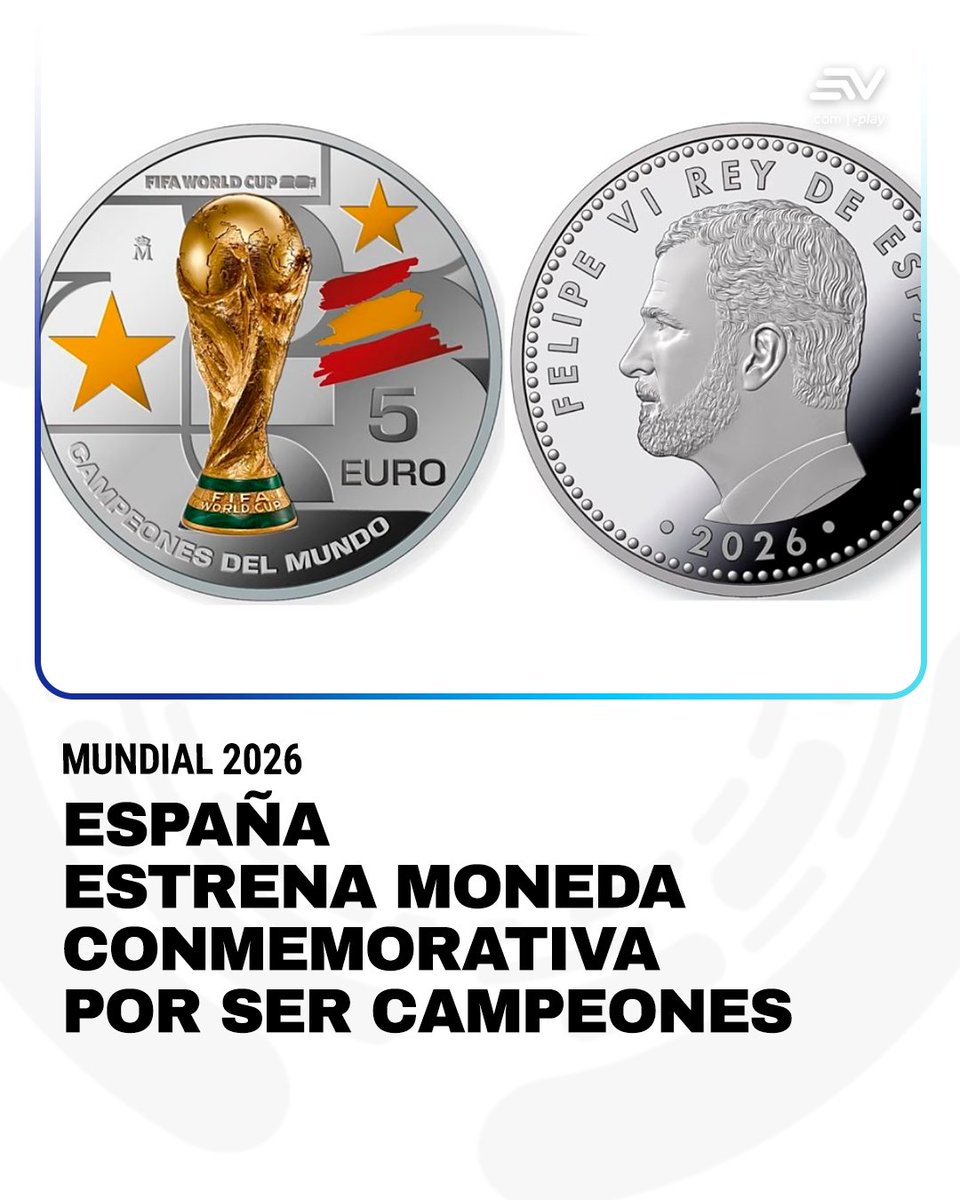EcuavisaInforma's tweet photo. La Fábrica Nacional de Moneda y Timbre (Real Casa de la Moneda) ha lanzado una moneda conmemorativa de la victoria de España en el Mundial 2026. 👉 https://t.co/ci6cG9iYvX https://t.co/gaAhY0Z7ey