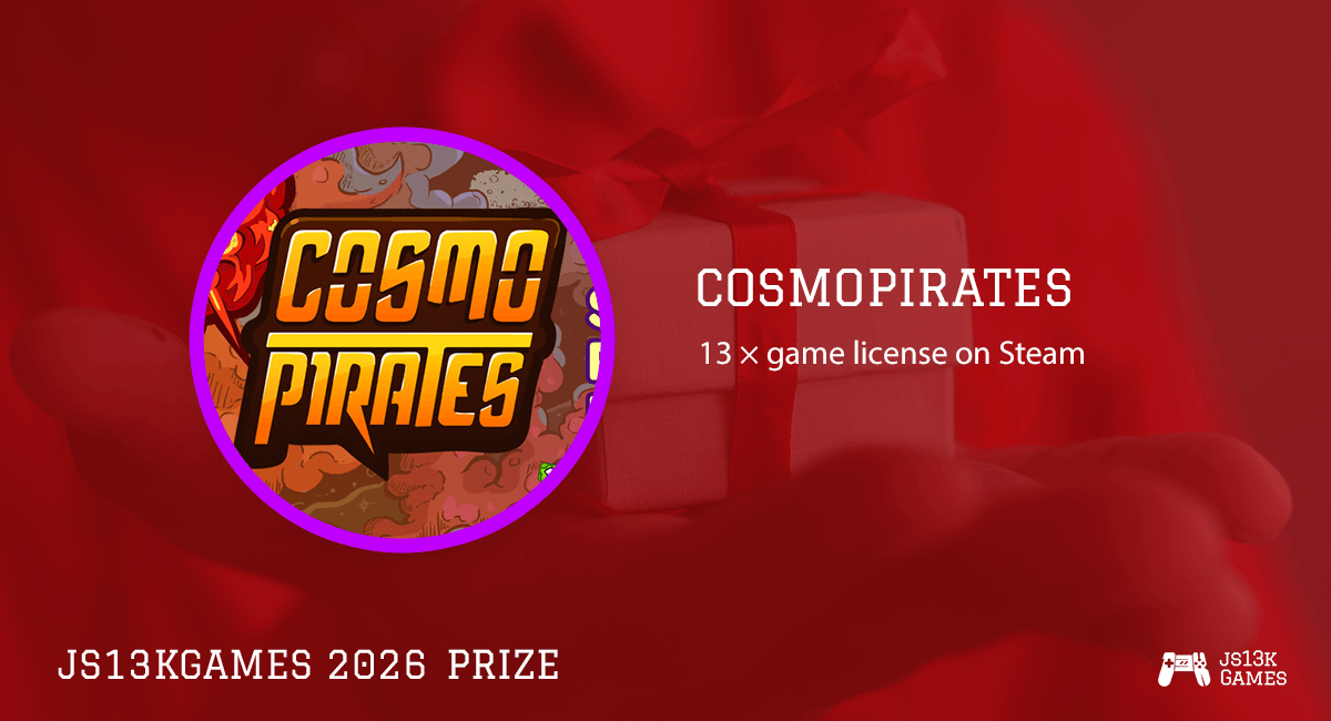 js13kGames's tweet photo. Win one of the THIRTEEN CosmoPirates game licenses, a comedy sci-fi roguelike deck builder made by @blackmoondev, in #js13k 2026!
https://t.co/3BNEOxgyQN
#gamedev #gamedevjs #indiedev #indiegames #license #Steam @phaser_ #Phaser #PhaserJS #MadeWithPhaser https://t.co/CUbpIU14Hh