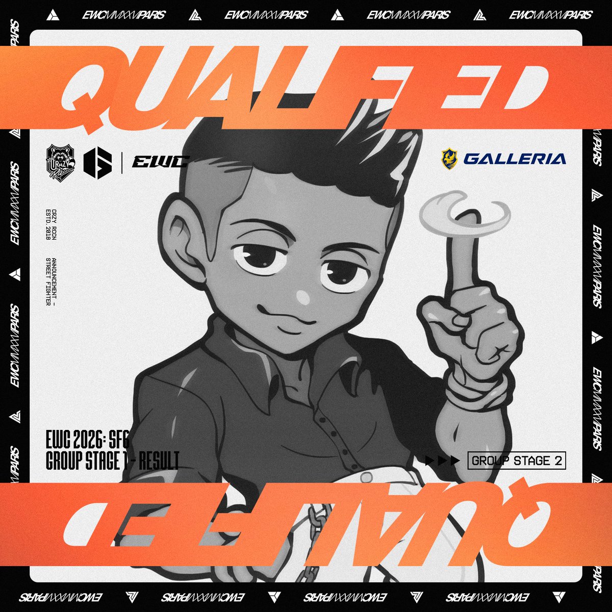 crazyraccoon406's tweet photo. 【EWC 2026: Street Fighter 6】
- Group Stage 1

⚔️Result 
Top 4 [Group DD]

Advancing to Group Stage 2!!

- Dual Kevin(@Dual_Kevin)

#CRWIN #ストリートファイター6 #EWC26 https://t.co/pzZXMjHC65