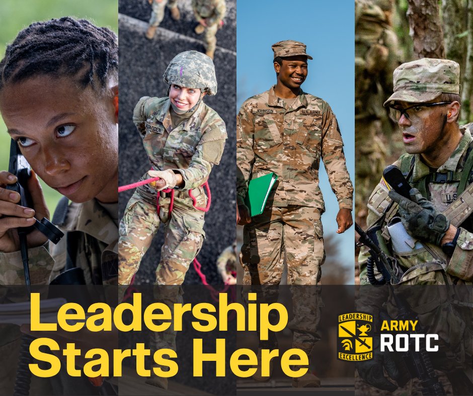 JoinArmyROTC's tweet photo. 🎓 College is where your future begins.
⭐ #ArmyROTC is where leadership starts.

Are you ready to lead? Visit https://t.co/bdaqfJKXNQ

#EducationFirst #LeadershipStartsHere #FutureLeaders #CollegeSuccess #LeadershipExcellence https://t.co/ziQuMIogqI