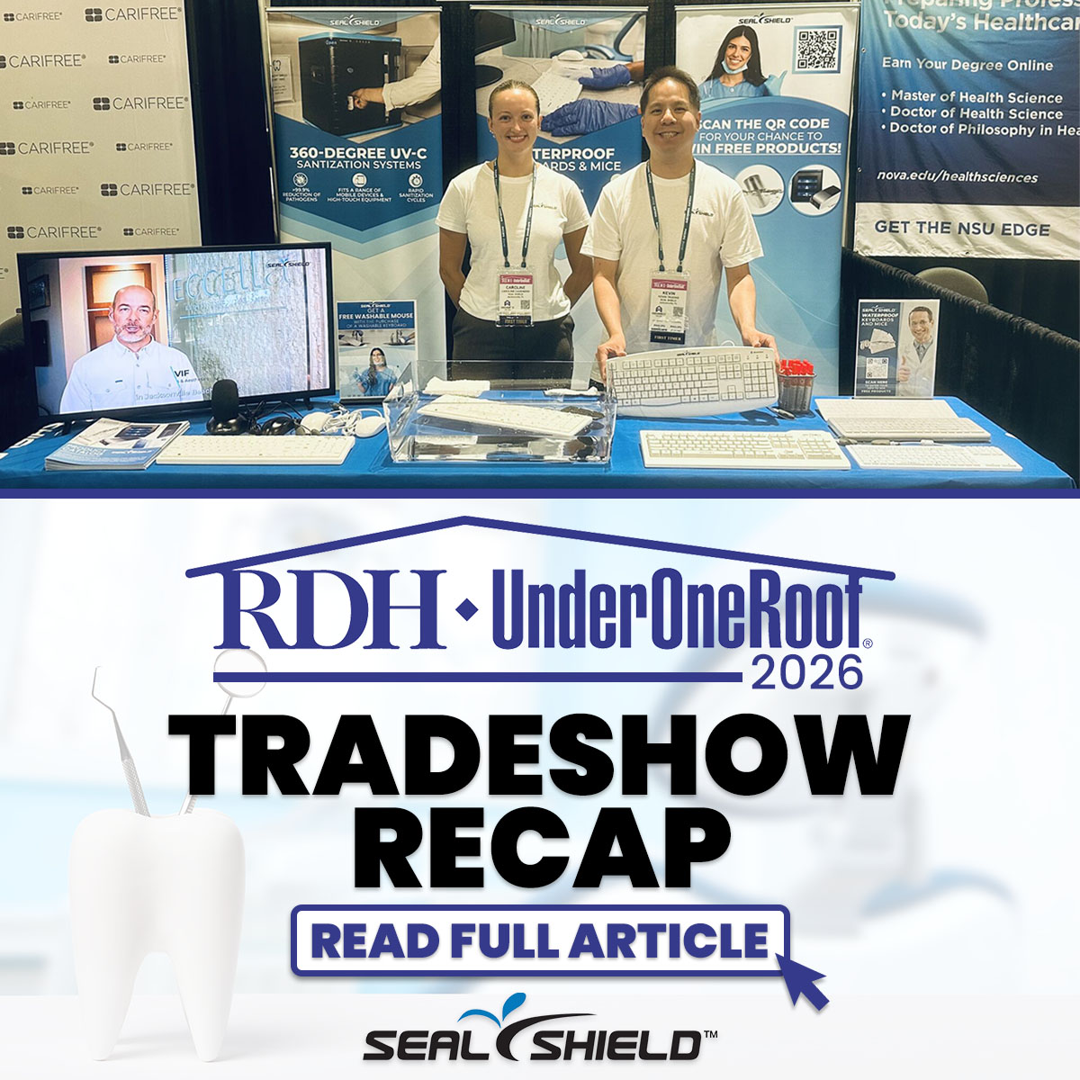SealShield's tweet photo. At #RDHUOR2026 we had the opportunity to connect with dental professionals about a simple question: Why are so many practices still relying on disposable keyboard barriers when there's a better solution?
Read Article: https://t.co/OWEoeQQ7BL
#DentalHygiene #RDHUOR2026 #SealShield https://t.co/jyFQvmt3mg