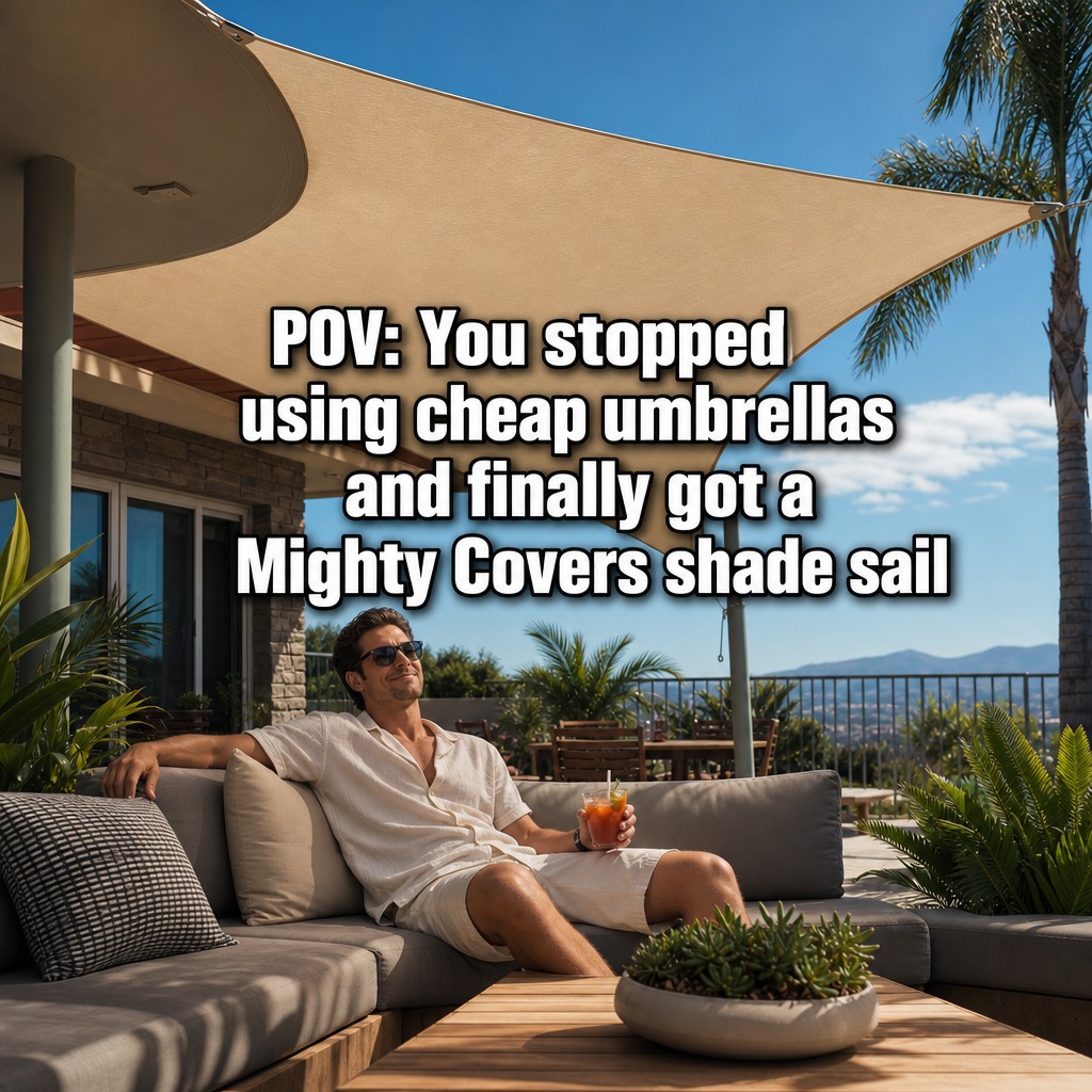 MightyCoverscom's tweet photo. nothing beats the feeling of retiring that cheap patio umbrella that blows over in the wind. upgrading to a tensioned shade sail basically turns your backyard into a luxury resort for the cost of a decent dinner. get the look at mighty covers. #shadesail https://t.co/9J4kK8czoD
