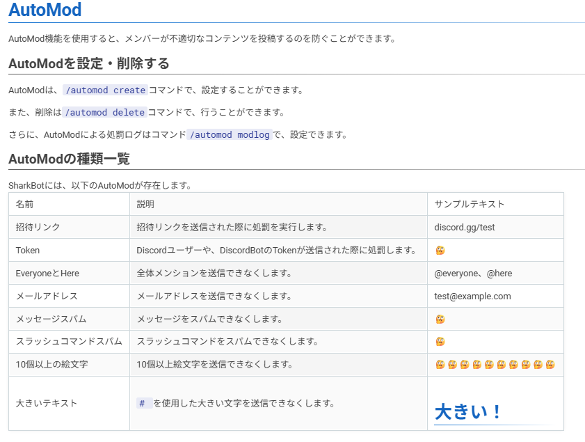 sharkbot_jp's tweet photo. SharkBotにAutoMod機能があることはご存知ですか？
/automod createで簡単にAutoModを作成できるので試してみてください！
#sharkbot https://t.co/47rYKCb61l