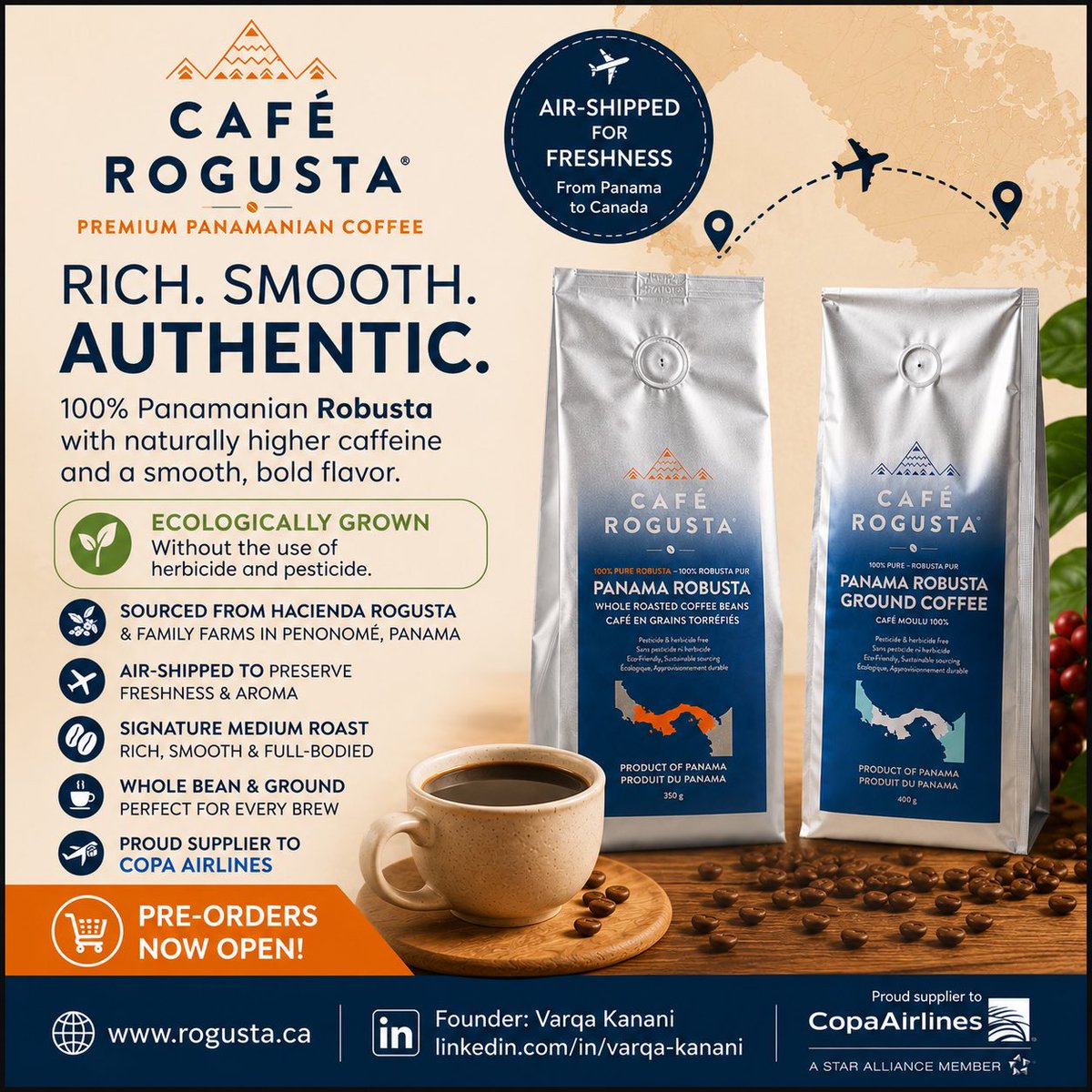 RogustaCoffeeCa's tweet photo. Taste the great taste of #coffee from #Panama in #Canada

Visit us at https://t.co/6kXKsBBIxS https://t.co/FKYfdujciy