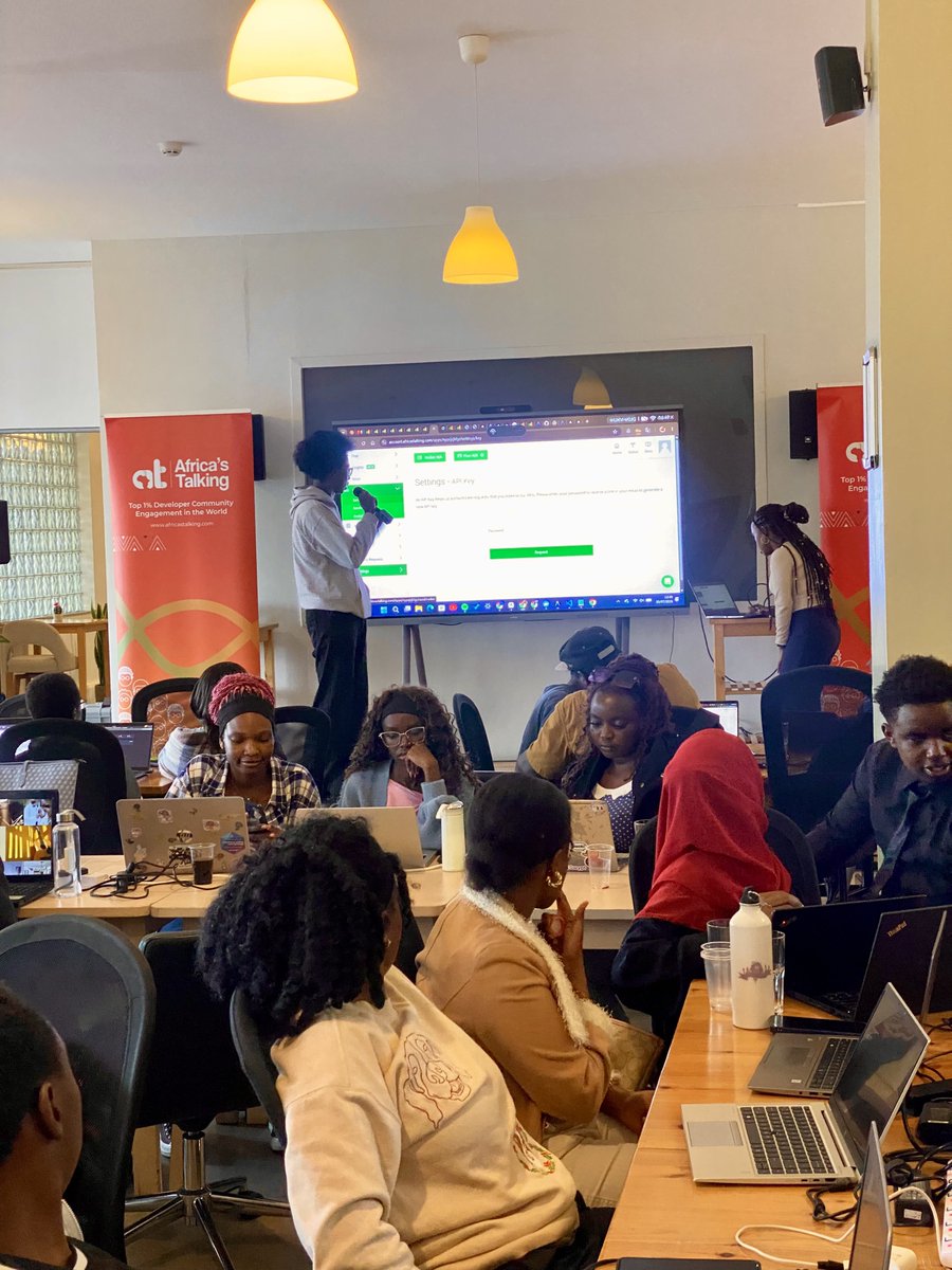 ruita_wachira's tweet photo. Mambo ni vulai😂😂teams are already on stage wowing us and probably match us to our happy ever after😂🤝🏾@Africastalking @ATCommunityNBO @ATWomenInTech
#WeLoveNerds #BuildWithAT https://t.co/lNVEysa5Sw