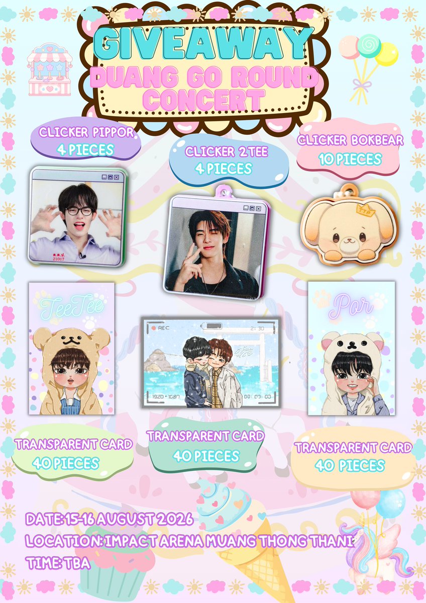 BUP_Patin's tweet photo. 🌈GIVEAWAY 🎠
✨💜𝐃𝐔𝐀𝐍𝐆 𝐆𝐎 𝐑𝐎𝐔𝐍𝐃 𝐂𝐎𝐍𝐂𝐄𝐑𝐓🩵✨ 🌈🍭🎟️🎢🎠🎡
Date : 15-16 August  Location : Impact Arena  Time : TBA
มารับ Giveaway กันเยอะน้าคับ🐶🐻‍❄️
ฝากกดรี+เฟบหน่อยน้าค้าบ 💜🩵
#DuangGoRoundConcert
#เจอด้วงที่อิมแพคนะเธอ
#teeteepor
#Duang𝐆o𝐑ound𝐂oncert https://t.co/7wDWykY4E4