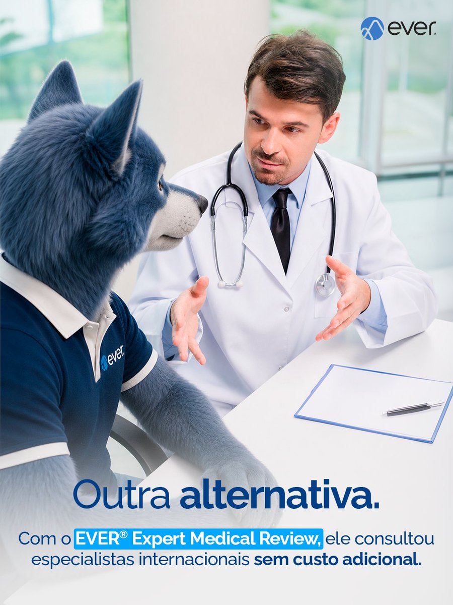 EverInsurance's tweet photo. Após um acidente que exigiu cirurgia, o EVER® permitiu que Pepe entrasse em contato com especialistas.

Novos exames levaram à mudança do tratamento para uma fisioterapia especializada.

As nossa apólices incluem acesso a segundas opiniões médicas com especialistas globais. https://t.co/Mf2LkkiHen