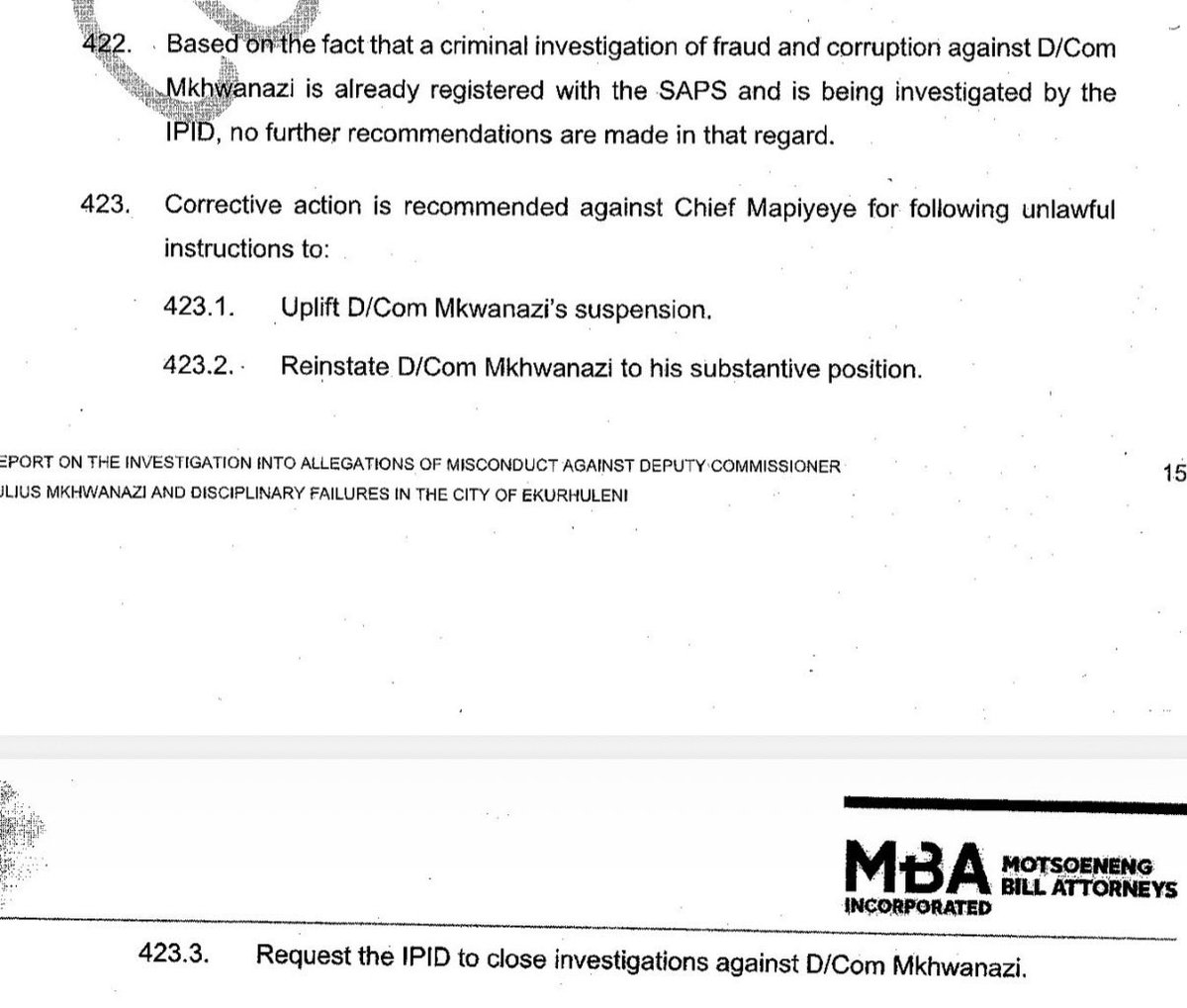mmodiba10's tweet photo. BREAKING EKURHULENI NEWS 🔥🔥

There’s a FORENSIC REPORT that’s being hidden in Ekurhuleni. I have it 😊

This forensic report CLEARLY states that the EMPD Chief of Police Isaac Mapiyeye must be held accountable for some of his UNLAWFUL ACTIONS. 

I told you guys earlier, watch how they bring back to work those who according to  FORENSIC REPORTS have a case to ANSWER and how they will deal with WHISTLEBLOWERS @City_Ekurhuleni