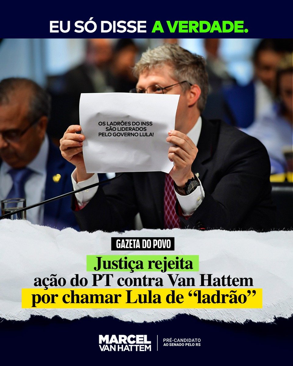 marcelvanhattem's tweet photo. O PT tentou usar a Justiça para me calar e me intimidar por cumprir meu dever de fiscalizar. Mas o TJDFT rejeitou a ação do partido e reafirmou uma garantia fundamental da democracia: a imunidade parlamentar por palavras, opiniões e votos.

Eles preferem perseguir quem denuncia a investigar quem rouba. A imunidade existe justamente para proteger a independência do Parlamento contra perseguições políticas. 

Não daremos, sequer, um passo para trás: continuaremos firmes investigando, denunciando os esquemas do governo Lula e defendendo o povo brasileiro sem medo!