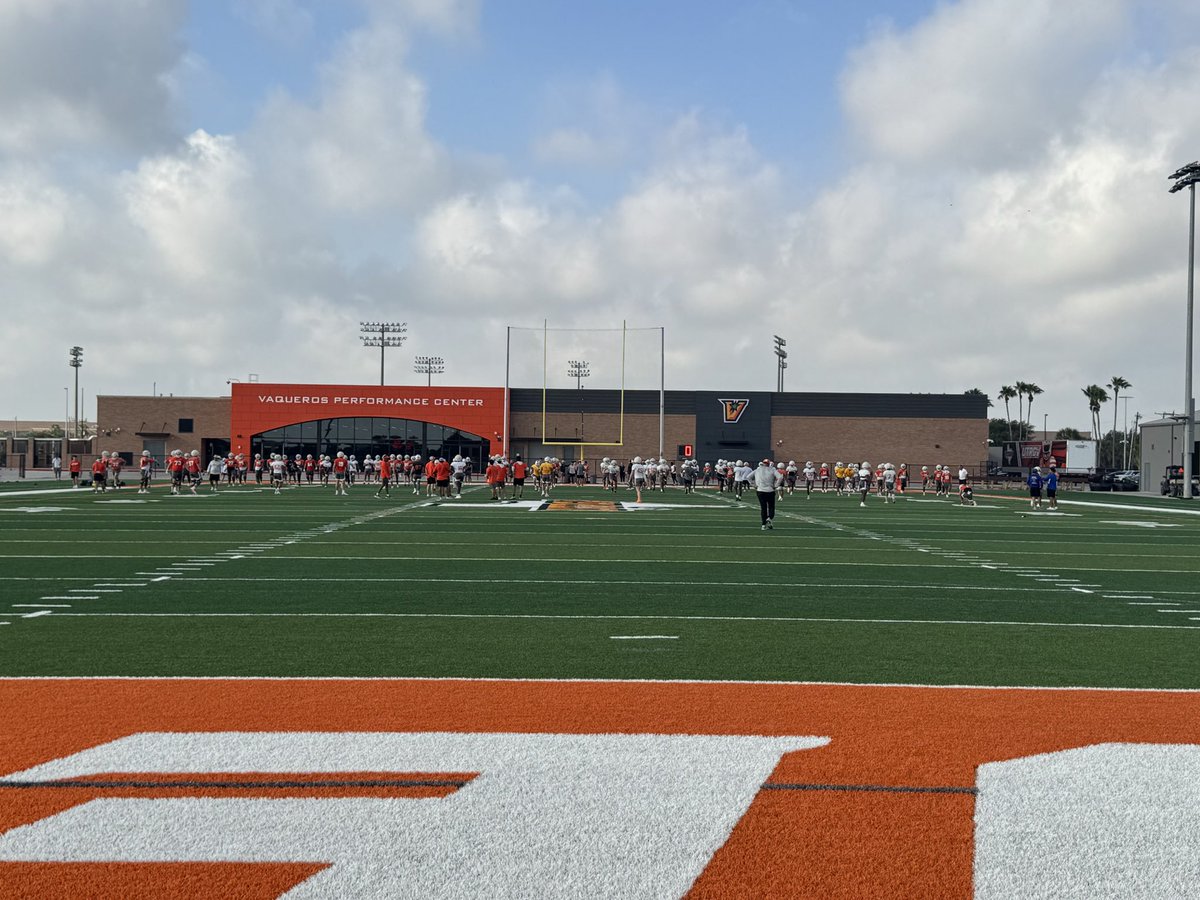 bybryanramos's tweet photo. It’s Day 1 of fall camp for the UTRGV Vaqueros as they prepare for Year 2 of college football in the Rio Grande Valley. The Vaqueros will kick off the 2026 season against UT Permian Basin on Aug. 29 at Vackar Stadium in Edinburg. #UTRGVFootball #UTRGV https://t.co/TuUerkWZel