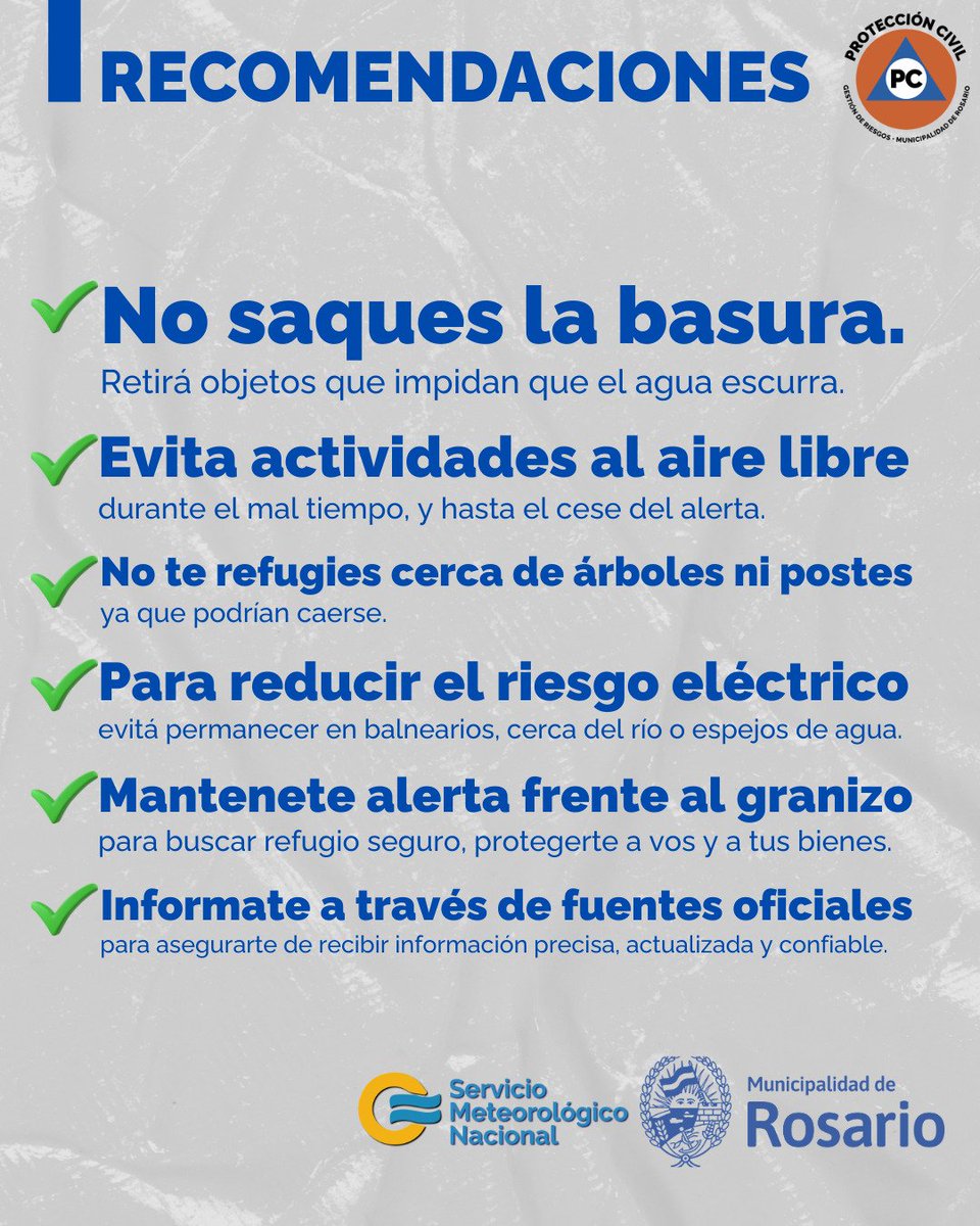 defensacivilco1's tweet photo. ⚠️ #AlertaAmarillo para la tarde y noche del viernes 31/7.
⛈️ Se esperan tormentas, algunas fuertes o localmente severas, con ráfagas, granizo, intensa actividad eléctrica y lluvias de 30 a 50 mm, pudiendo superarse en forma puntual.
🚨 Ante emergencias, llamá al 103. https://t.co/fas98AAQpD
