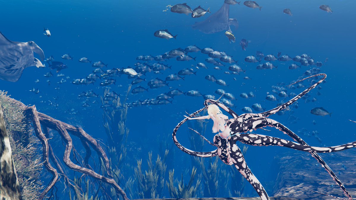NekotoTheGoat's tweet photo. I realized I never did post my Octopus gal.  Fun to swim with.  #vrc #vrchat #booth https://t.co/i1tShgciwM