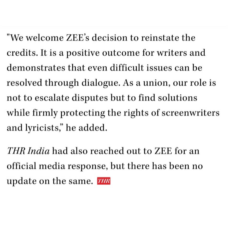 swaindiaorg's tweet photo. This achievement is the result of our collective strength. Congratulations to all the members. 

#ScreenwritersAssociation #SWA #Screenwriters #WriterCredits #WritersRights #CreditWhereItsDue #Authorship #Screenwriting
@THR @PuneetVuneet @palakistan https://t.co/TRdlSwDxXy