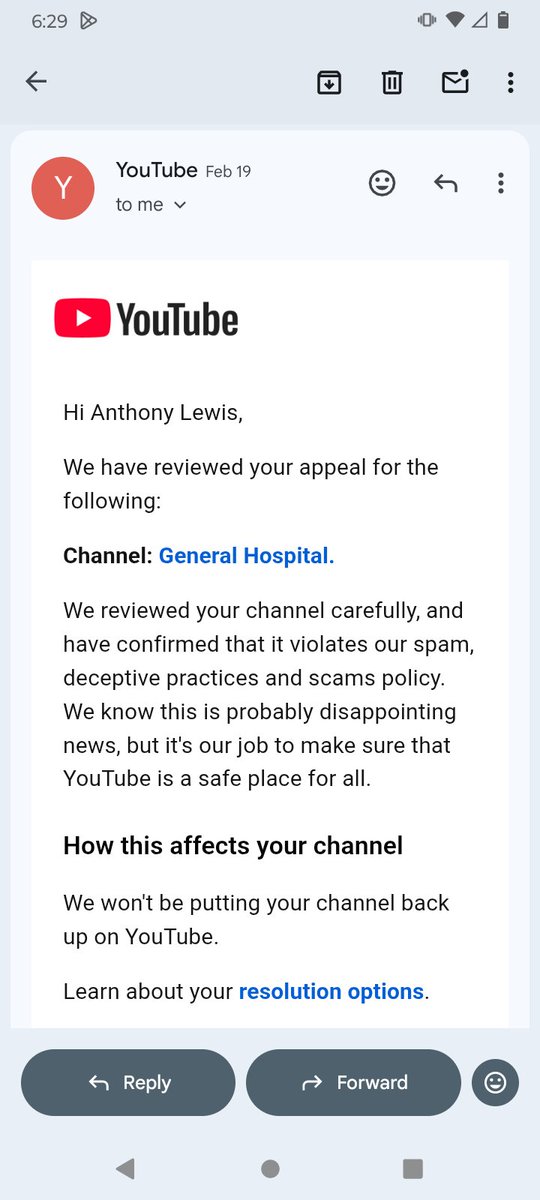 Anthony245L's tweet photo. This decision is wrong from the AI. The AI should NEVER able to terminate a channel like that. https://t.co/rEZKRBFWu1