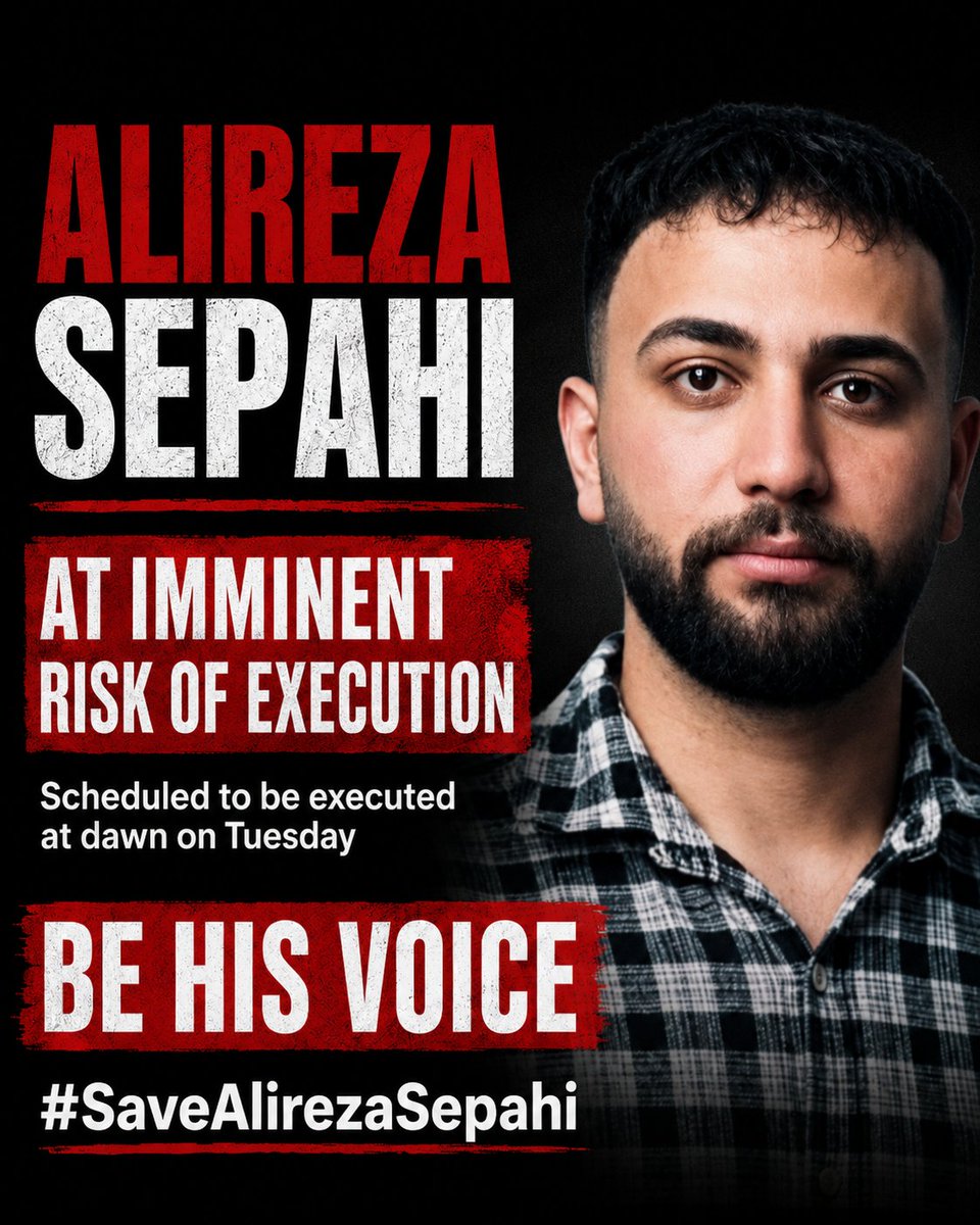 FreeInnocents's tweet photo. 🆘#AlirezaSepahi was set for execution at dawn Tuesday with his cousin Abolfazl. 
He suffered a stroke from anxiety and was hospitalized. The IRGC now plans to execute him after recovery. 
Four from the #Alikhani_Square case have been executed; eight more face imminent execution. https://t.co/j3igsQXOxC