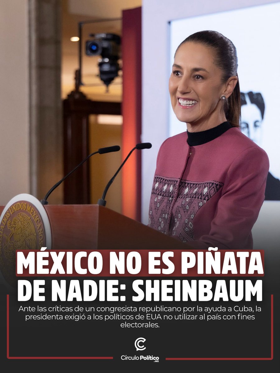 MxCirculoP's tweet photo. Sheinbaum defendió la soberanía nacional y pidió que México no sea utilizado con fines electorales en Estados Unidos.

#ClaudiaSheinbaum #México #Soberanía #EstadosUnidos #PolíticaExterior https://t.co/5YD9N1hQ42