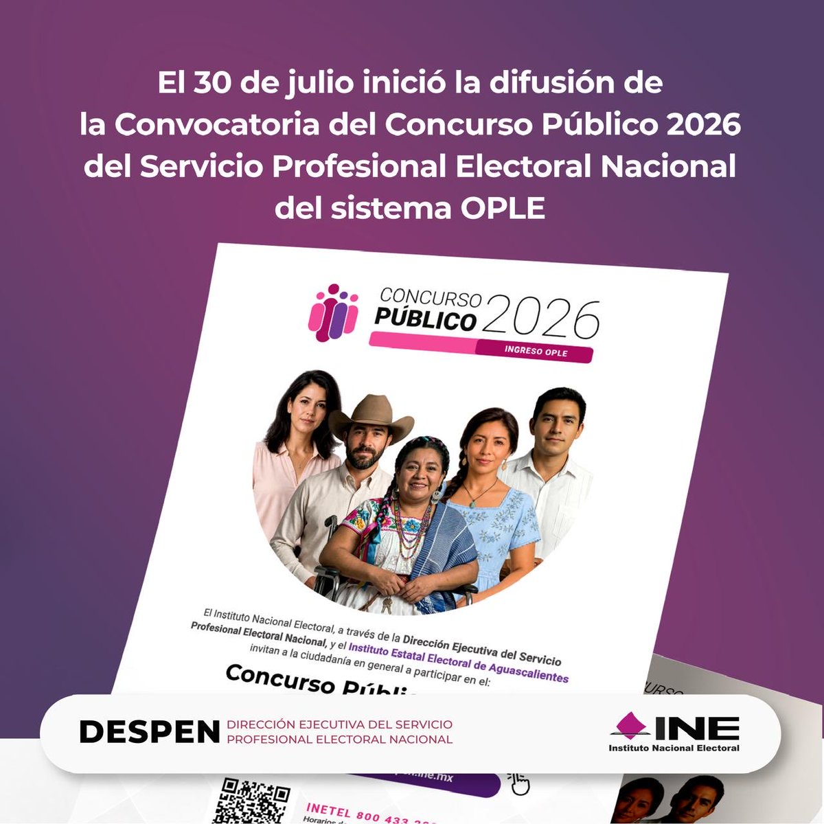 IEEPCO's tweet photo. El Concurso Público 2026 para ingreso a los OPLE ya está abierto. Forma parte del Servicio Profesional Electoral Nacional.🗳️ #DESPEN #INE. 

📌 Consulta la convocatoria en https://t.co/1k99sff4AP. https://t.co/E1LJY8cKxS
