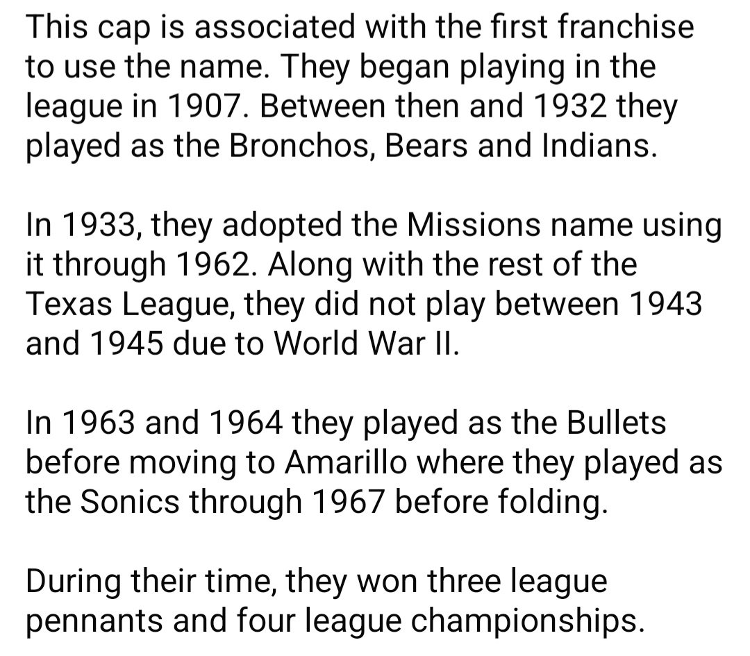 MinorLeagueNerd's tweet photo. Today's franchise collection #capoftheday is the San Antonio Missions of the Texas League. https://t.co/5ZcdOhJ3h5
