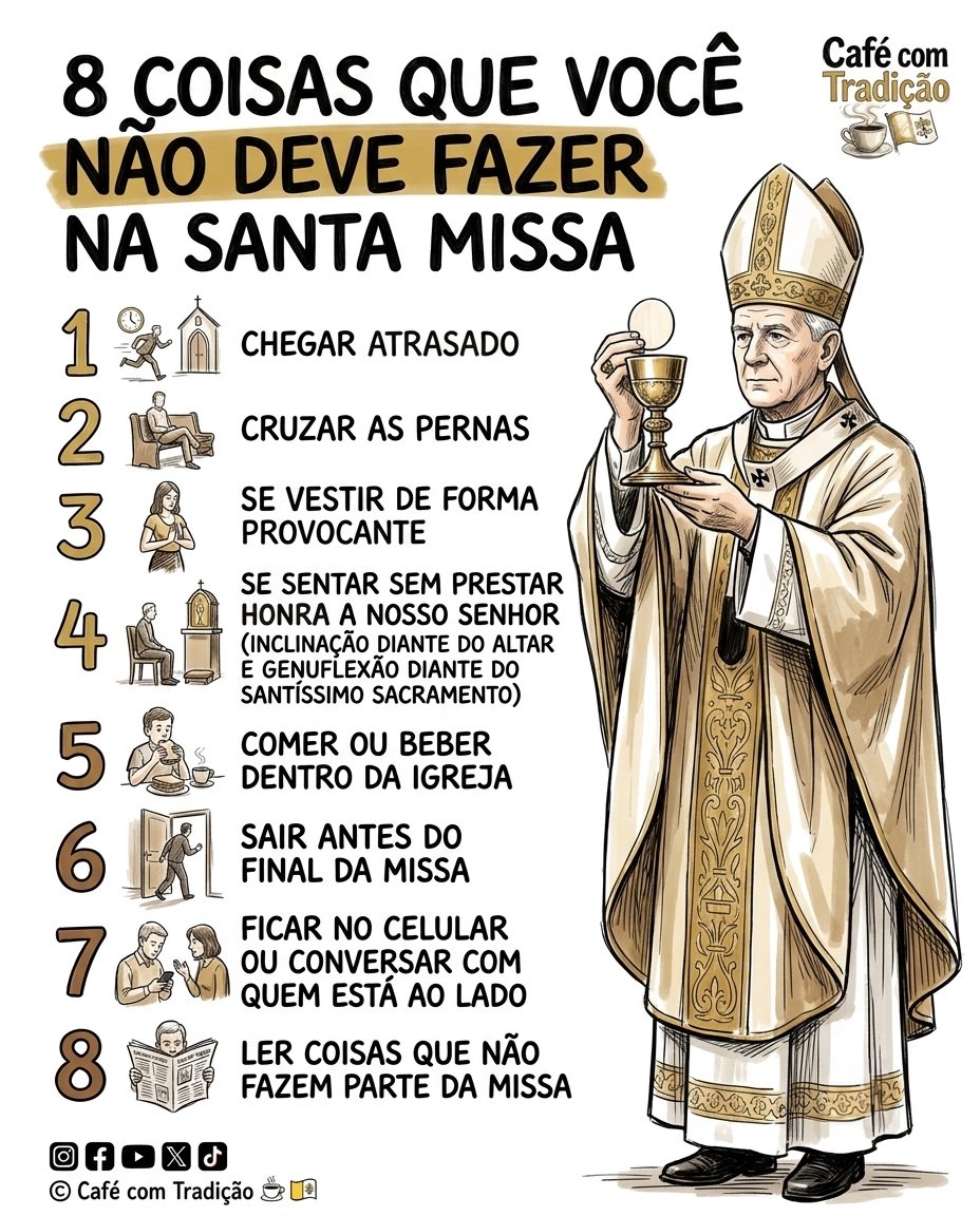 cafecomtradicao's tweet photo. 8 coisas que você não deve fazer na Santa Missa https://t.co/pQgwnXGpO9