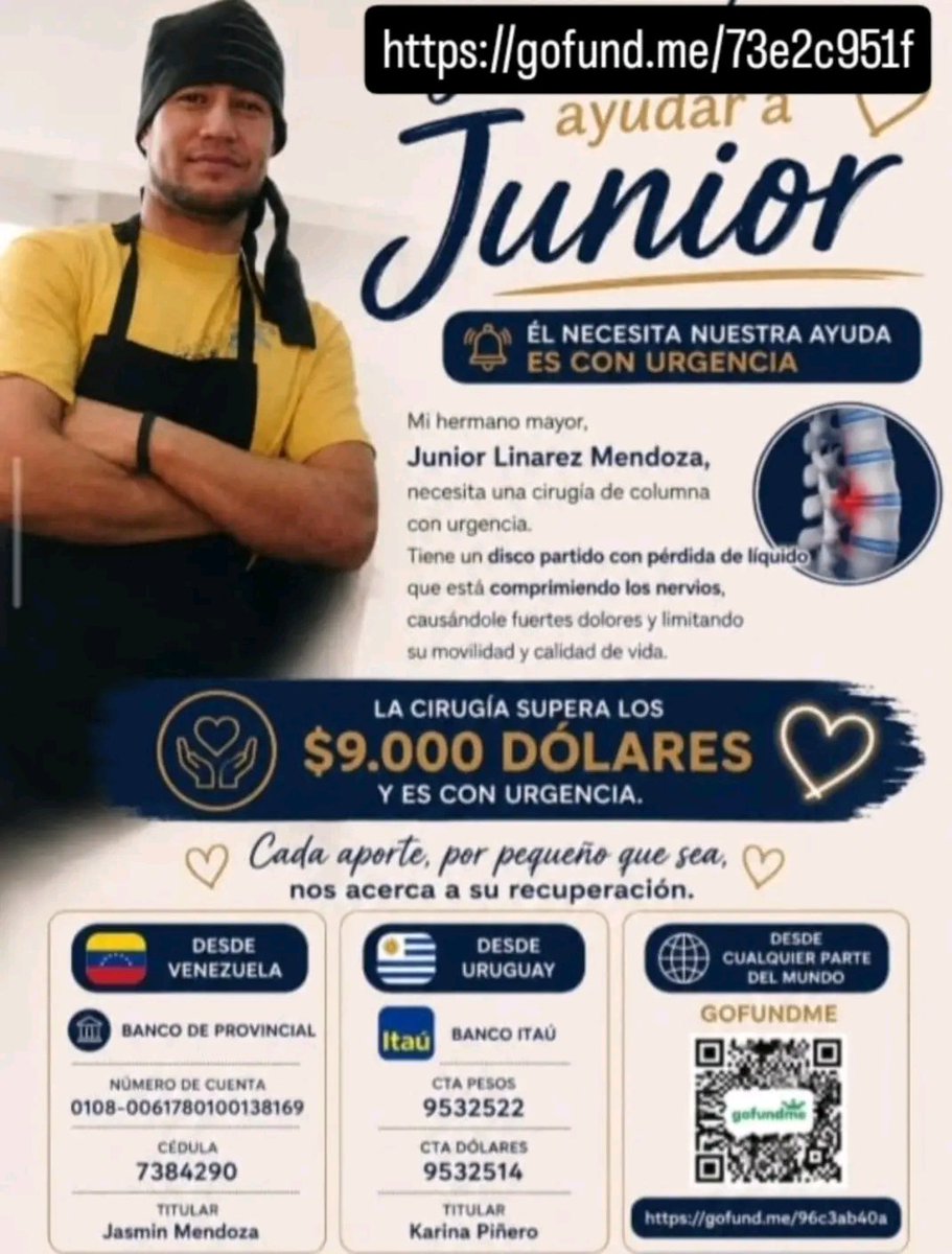 JuniorLina959's tweet photo. Hola. Estoy apoyando esta recaudación de fondos en GoFundMe. Si puedes, considera apoyar donando o compartiendo el enlace. Cada muestra de apoyo marca una gran diferencia. https://t.co/MeemAtP2YB https://t.co/f5jtysumuG