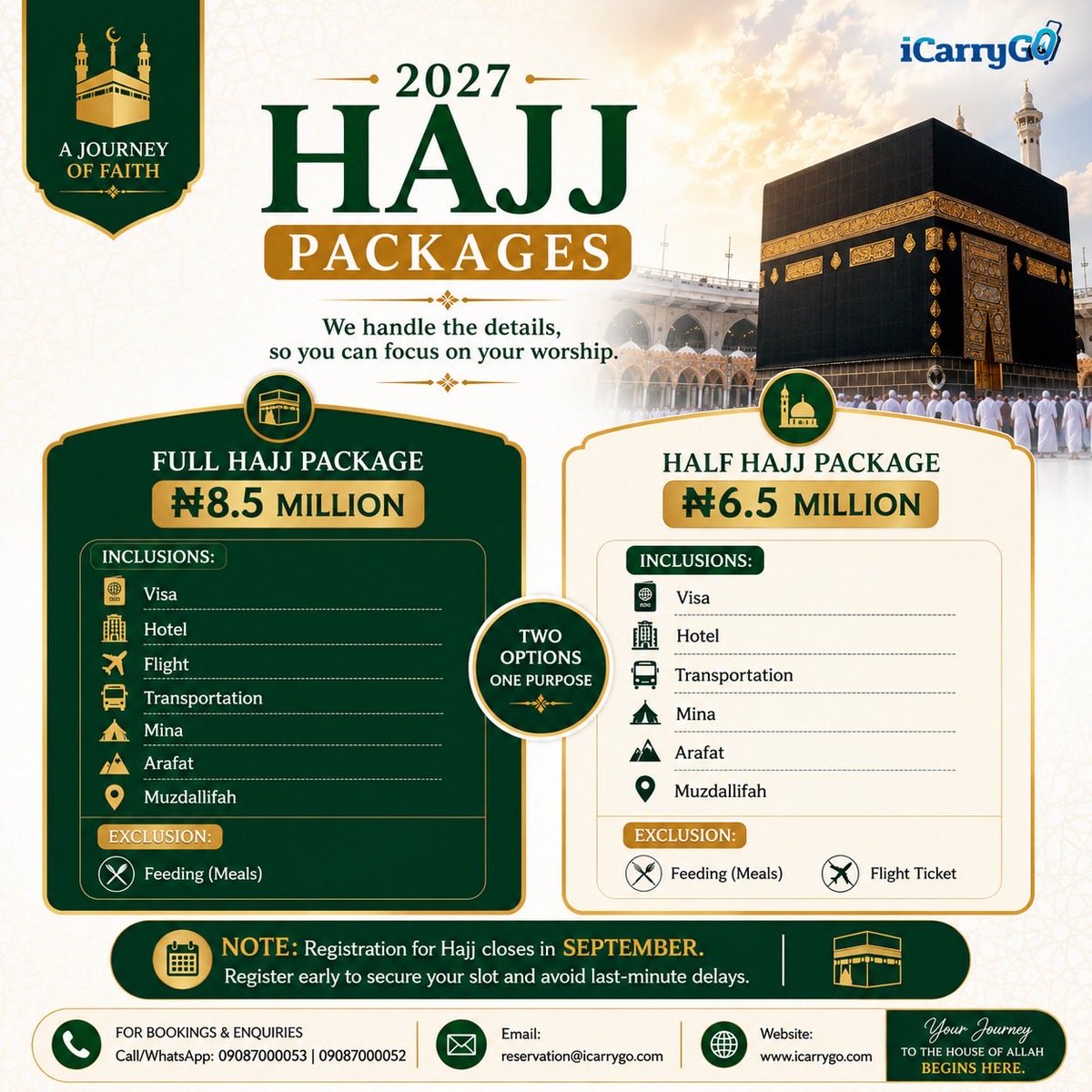 icarrygo's tweet photo. Answer the Call to Hajj 2027 https://t.co/CpTtJHnPyz
