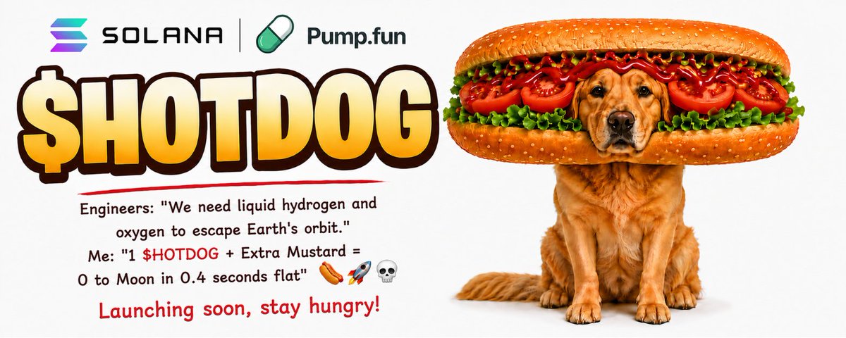 only_hotdog's tweet photo. People ask "Why $HOTDOG?"
Because dogs are cute, hotdogs are elite, and Solana trenches need a real meme that actually cooks 🌭⚡️💀
Load your SOL, grab your mustard, we’re sending this to the stratosphere! https://t.co/5UXfsWCrMv